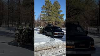 Who needs 4WD? Pulling out of camp in Flagstaff, AZ #VanLife #GMC #Savanna #Express #G80 #lockeddiff