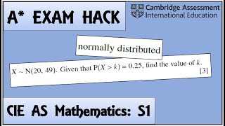 Exam Hack | CIE AS Maths | S1 | Normal Distribution Question - PART 1