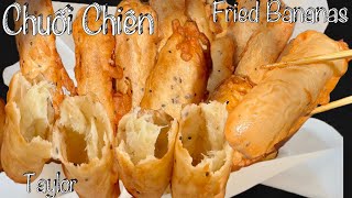 Bánh Chuối Chiên - Cách Pha Bột Giòn Lâu Rổng Ruột Màu Đep Tự Nhiên Và Rất Là Ngon - Fried Bananas