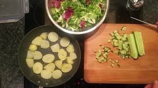 Salmon with Potatoes & Salad, simple recipe time