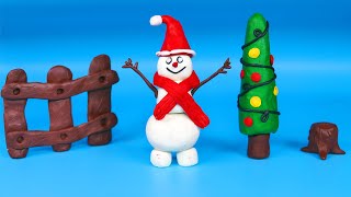 Christmas 2022 with Clay Snowman Plasticine New Year Tree DIY