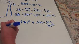 Optimization HW #35b Surface area of a cylinder