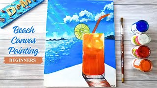 Easy Acrylic Painting Tutorial | How to paint a Beach for Beginners | Step by Step