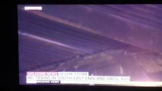 Uk reporter talking to pub landlord about how his patio roof did not blow away in the storm. Lol