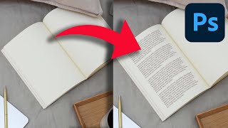 How to add text on a page from a book in Photoshop using Warp tool