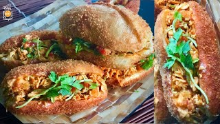 Fried Bun Chicken Sandwich [Bun from Scratch, yummy chicken filling]