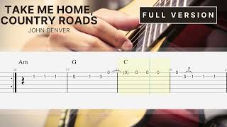 Take Me Home, Country Roads - John Denver | Easy Fingerstyle Guitar TAB