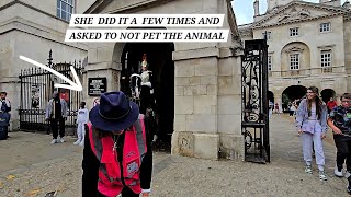 Why? She Did it a Few Times and asked tourists to not pet the animal. King’s Guard at Horse Guards