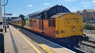 Colas Rail 37254 and 37421 arriving into Peterborough