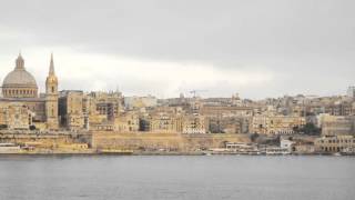 Valletta Harbor Pan Right (Stock Footage)