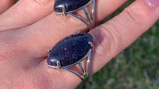 Natural Blue Sandstone Rings - Sandstone Jewelry - MagicCrystals.Com