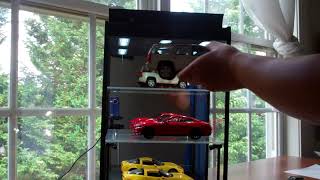 Large LED Light Display Case with 2 Adjustable Shelves (Black) Ideal for 1/24 Scale Cars