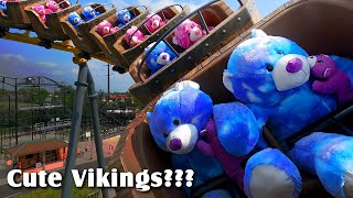 Flying Viking Roller Coaster Teddy Bear Test Riders At Adventureland In Altoona , Iowa