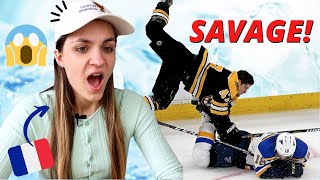 French Girl Discovers Ice Hockey | NHL Hardest Hits - "Here Comes the Boom"  🏒