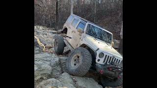 Jeepher Rachel gets on 3 wheels at Hot Springs Off Road Park in the Jeep Wrangler JKU