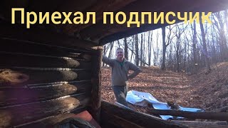 Землянка (часть 15). Сделали все стены. Пёс Карлос. Приехал подписчик.