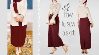 للمبتدئين #خياطة تنورة طويلة أنيقة بطية على الخلف. #coudre_jupe #sew_skirt