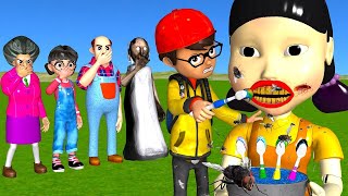 Scary Teacher 3D vs Squid Game Clean & TEETH TREATMENT for the Lazy Doll Squid or 5 Times Challenge