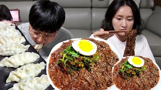 열무김치 올린 매콤달달 비빔냉면에 찐만두/집밥먹방/spicy noodle mukbang