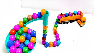 Marble Run ASMR Race ☆ HABA Slope & Dump Truck Excavator Ambulance Forklift Garbage Truck Tractors