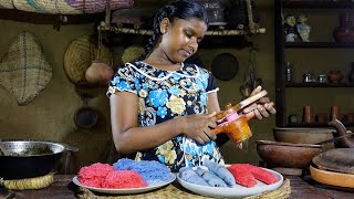 I colored string hoppers using the juice of butterfly pea flowers 😀 .village kitchen recipe