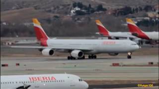 Iberia A340-600 Landing RW18R at madrid Barajas airport