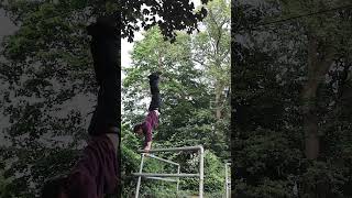 First time of the bend arm press handstand on a railing   #parkour #handstand  #fun  #freerunning