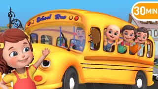 The Wheels On The Bus | we are driving in the car | ABCs 123s | Jugnu Kids Nursery Rhymes