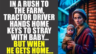 In a Rush to the Farm, Tractor Driver Hands Home Keys to Stray with Baby...But When He Gets Home..