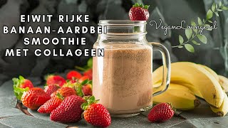 Eiwitrijke banaan-aardbei smoothie. Waarom ik lang ben weggeweest. Suikervrije receptenboek lezen.