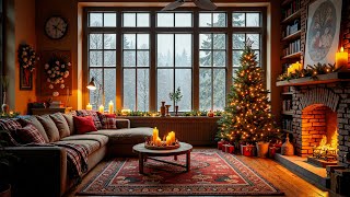 Relax in a Cozy Christmas Room 🎄 Smooth Jazz Music and Fireplace Sounds