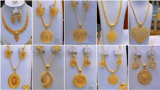 50+ Lightweight Gold Necklace set designs 2024| Gold Chain pendant set for dailywear