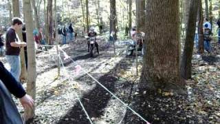 2009 GNCC Ironman Pro Hillclimb - rider slaps a tree on the way up!