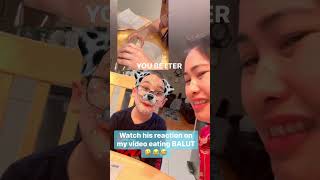 Buddy’s reaction on the BALUT video #mommy #eating #balut  #video  #lol #reaction #of #buddy