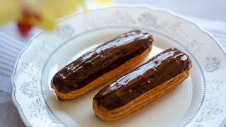 Eclairs Recipe | with Custard Cream and Chocolate Glaze