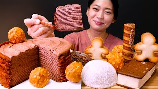 🍰입 안에서 사르르..🥰빌리엔젤 초코 크레이프 케이크와 배스킨라빈스 디저트 먹방❤ |Chocolate crepe cake, Ice cream dessert ASMR Mukbang