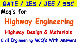 MCQ's for Highway Engineering | Important Highway MCQ | Traffic Engineering MCQ | highway materials