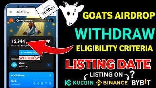 Goats Airdrop Listing Date | Goats Claim And Withdraw in Bank | Goats Airdrop