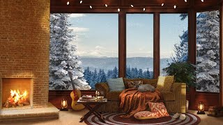 Winter Day Ambience | Relaxing Fireplace & Snow for Sleep