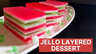 Jelly Layers | Jello Layered Dessert | Layered Christmas Jello | Rainbow Jello Recipe