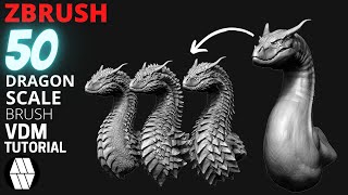 ZBrush Tutorial - 50 Dragon Scale VDM Brush Demonstration