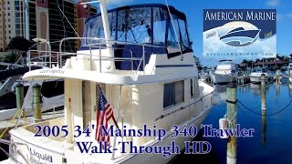 SOLD - 2005 34' Mainship 340 Trawler Walkthrough by American Marine