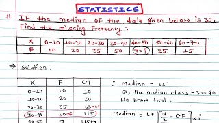 find the missing frequency of the median of the data given below is 35 |median for Continuous series