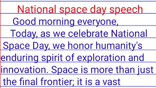 national space day speech in english 2024| essay on national space day in english