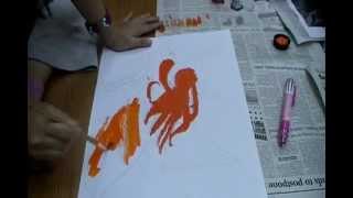 Painting Cthulu with my grade 4 class for Halloween