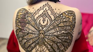 Epic Back Henna Design! ☠️🦋🌙✨