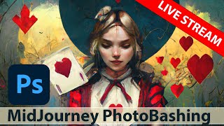 Photoshop + MidJourney [Photobashing LIVE STREAM] - AI Art Smash-up!