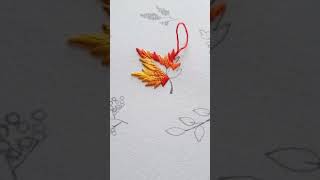 Autumn Maple Leaf 🍁 #HandEmbroidery tutorial for beginners #embroiderytutorial #embroideryart