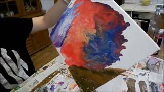 DIY Abstraktní malba tekutou akrylovou barvou. Fluid art