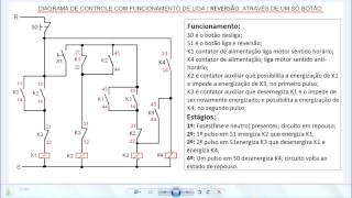 303  DIAGRAMA DE COMANDOS ELÉTRICOS COM FUNCIONAMENTO LIGA E REVERSÃO POR UM SÓ BOTÃO PULSADOR